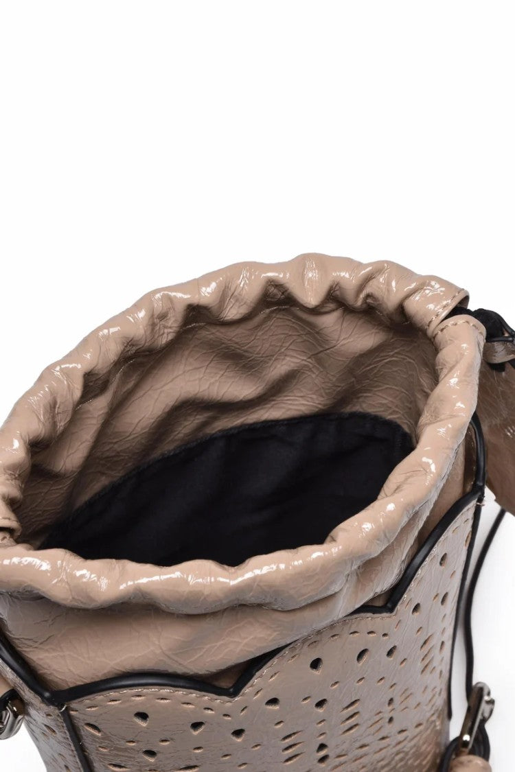 Ermanno Firenze Beige Terra Naplac Polyurethane Bucket Bag