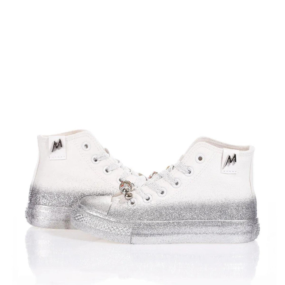 Mimanera High-Top Sneakers With Silver Glitter Gradient