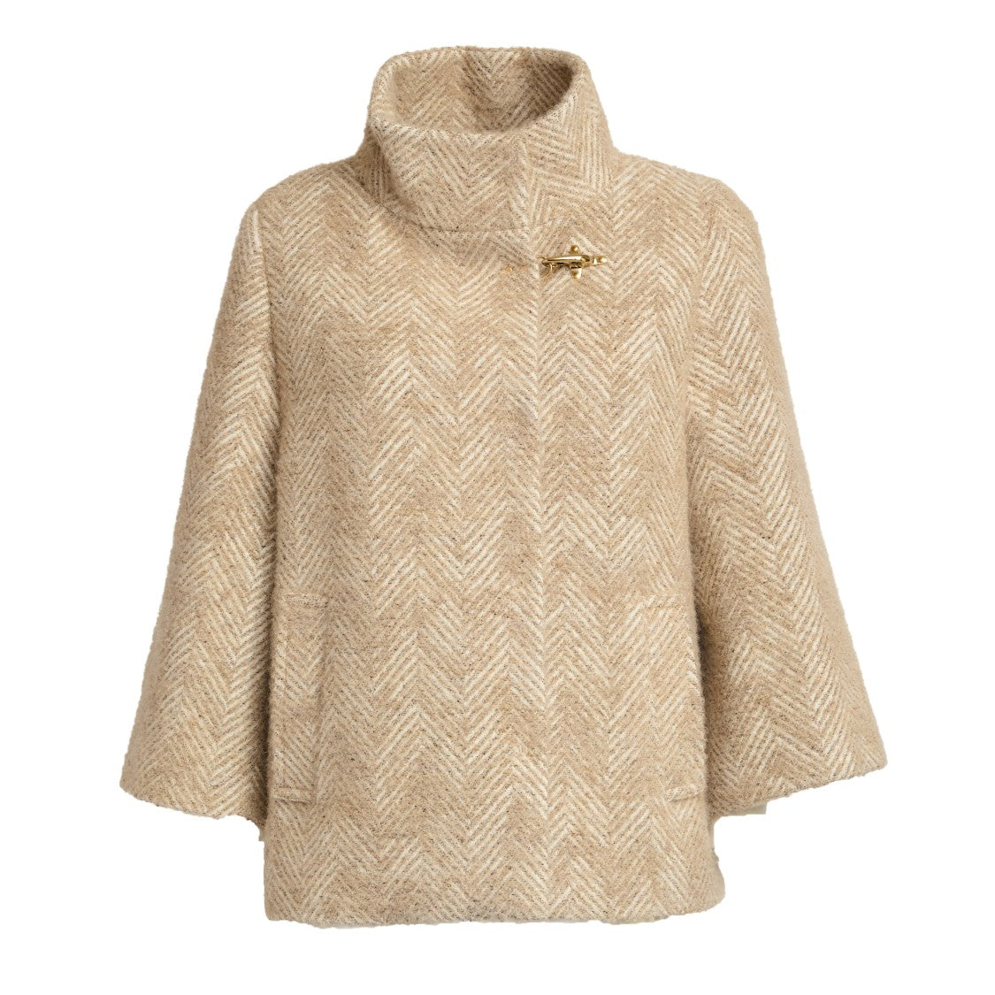 Fay Tailored Cape With Stand-Up Collar And Hidden Closure