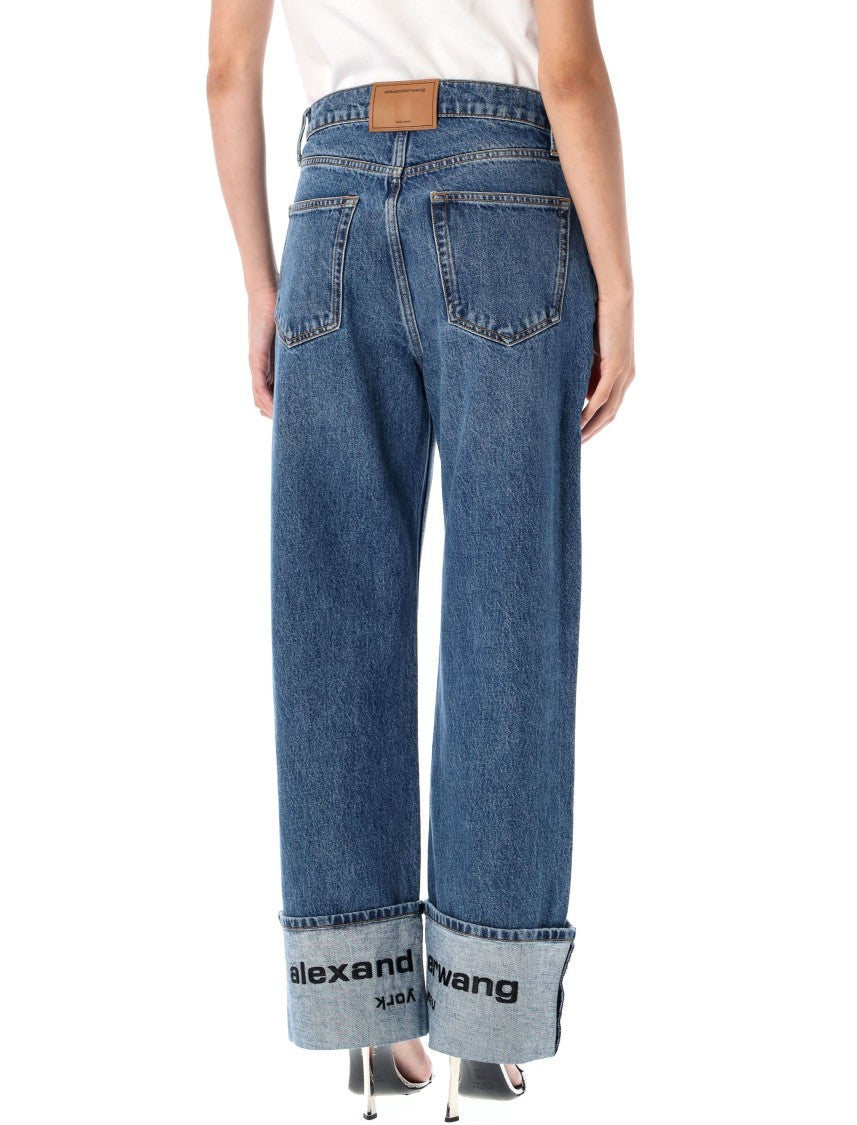 Alexander Wang Mid Rise Straight Jean With Embroidered