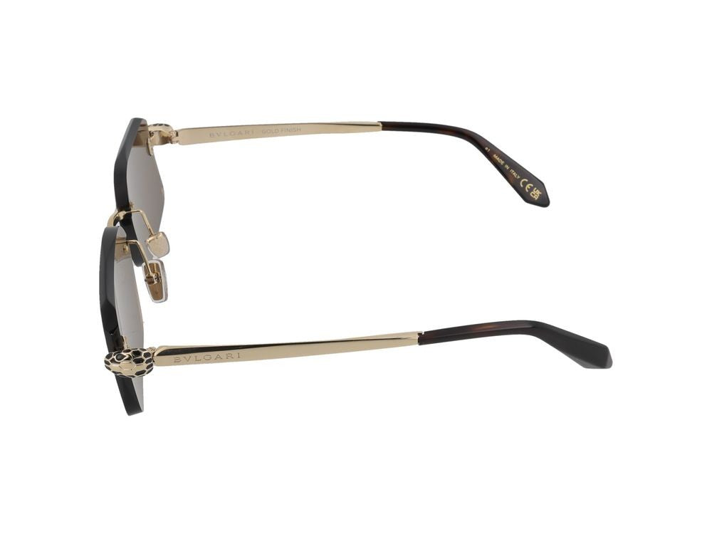 Bulgari Gold-Toned Temple Leopard Detail Rimless Sunglasses