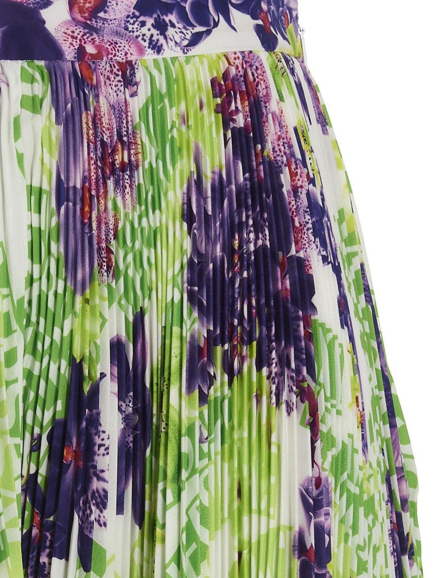 Versace Floral Crêpe De Chine Silk Skirt