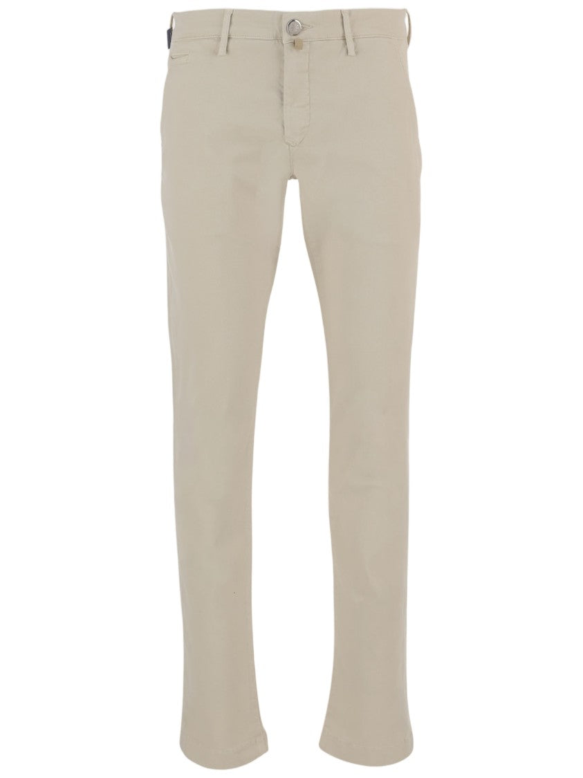 Jacob Cohen Ivory Stretch Cotton-Blend Slim Pants
