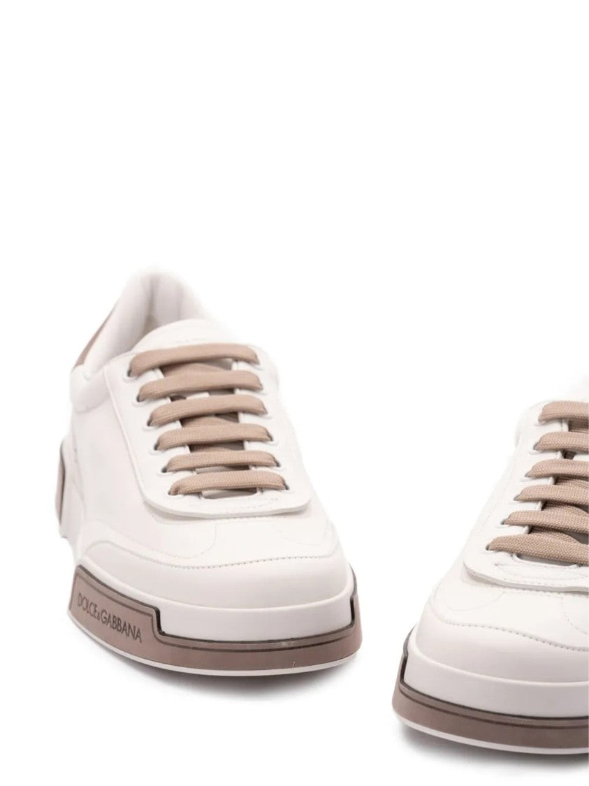 Dolce & Gabbana Beige Francesinha Debossed Logo Heel Sneakers