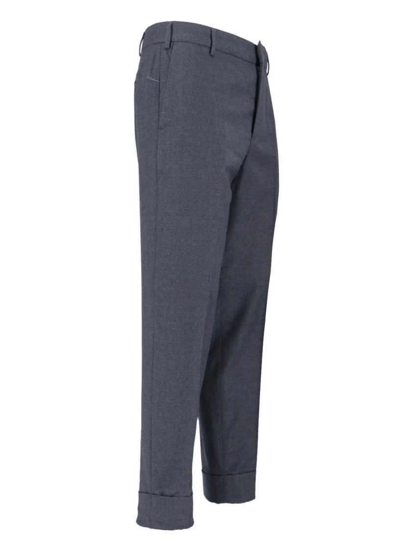 Cruna Mid-Rise Grey Wool Trousers With Tailored Finish