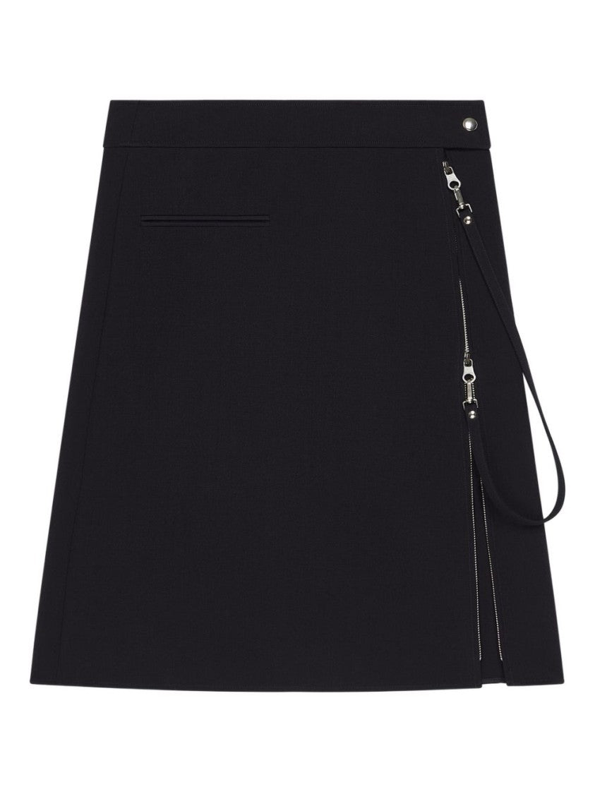 Courrèges Flared Black Midi Skirt