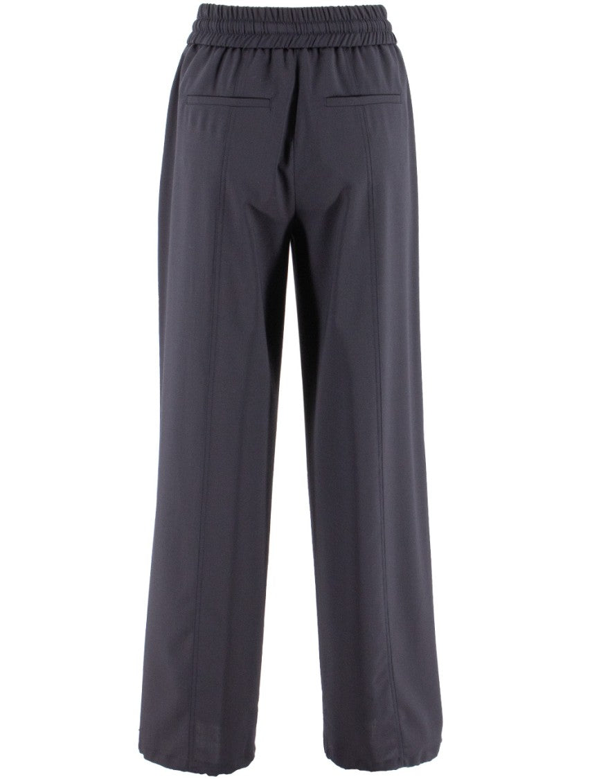 Peserico High-Waisted Blue Sports Trousers With Drawstring Closure