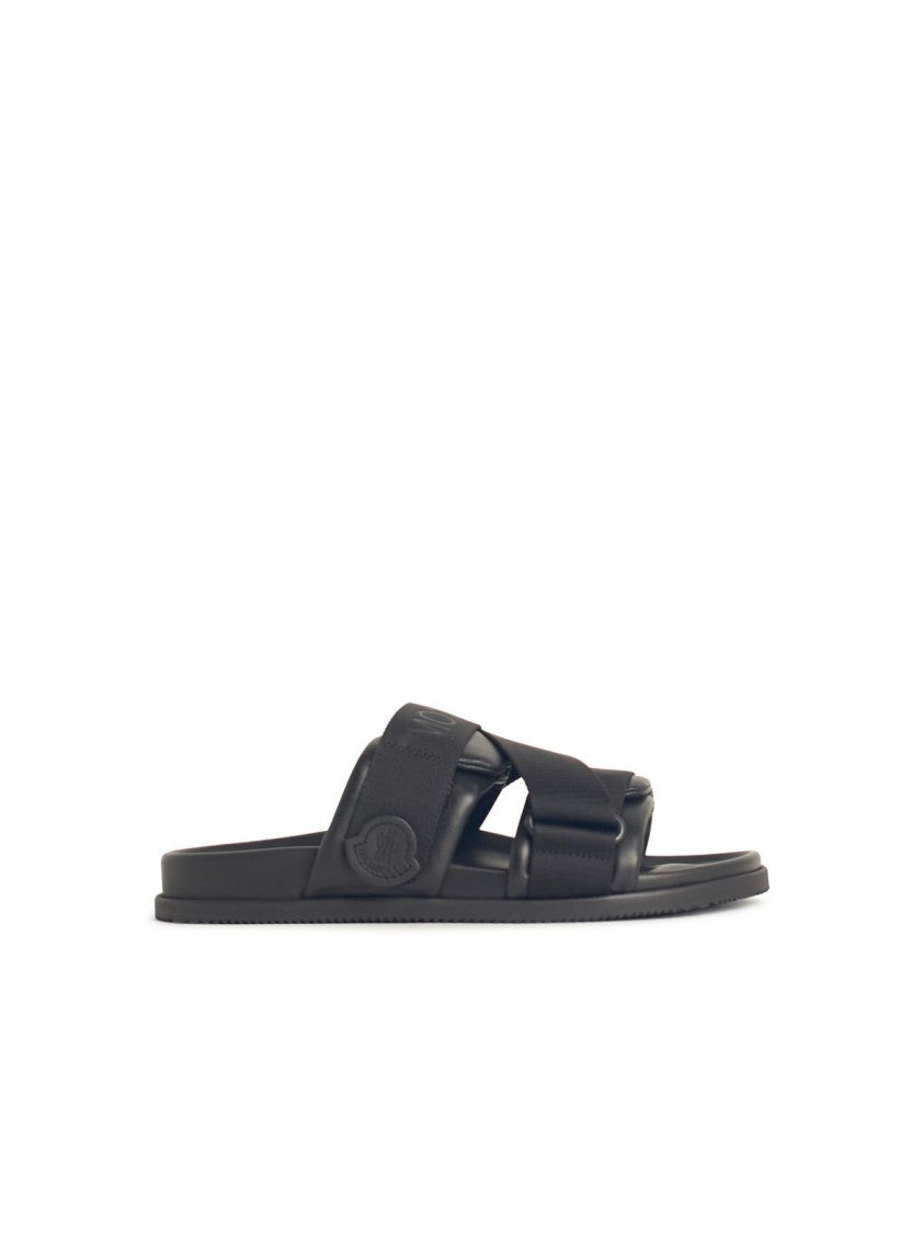 Moncler Black Leather Blend Sandals