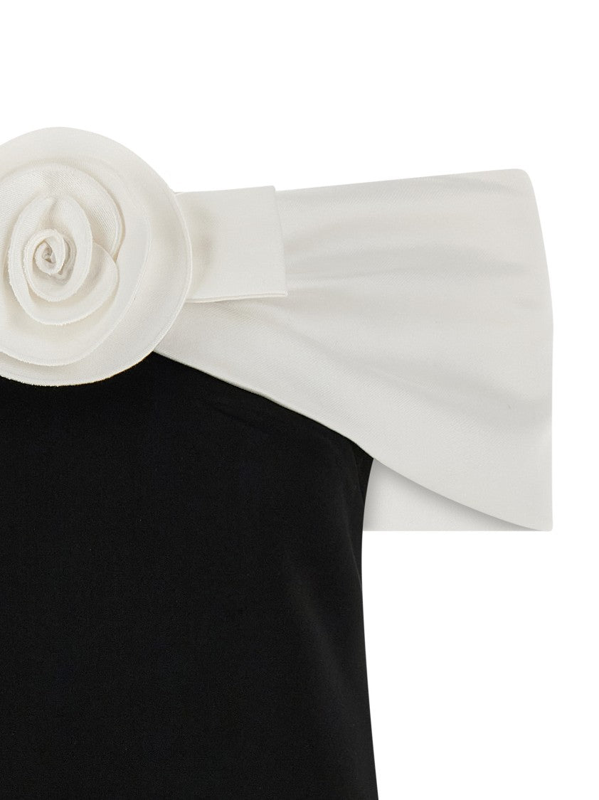 Self-Portrait 'Black Crêpe Flower Mini' Dress