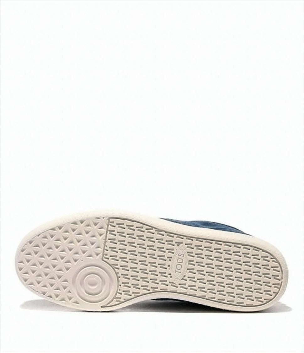Tod's Navy Suede Low-Top Sneakers With Rubber Sole