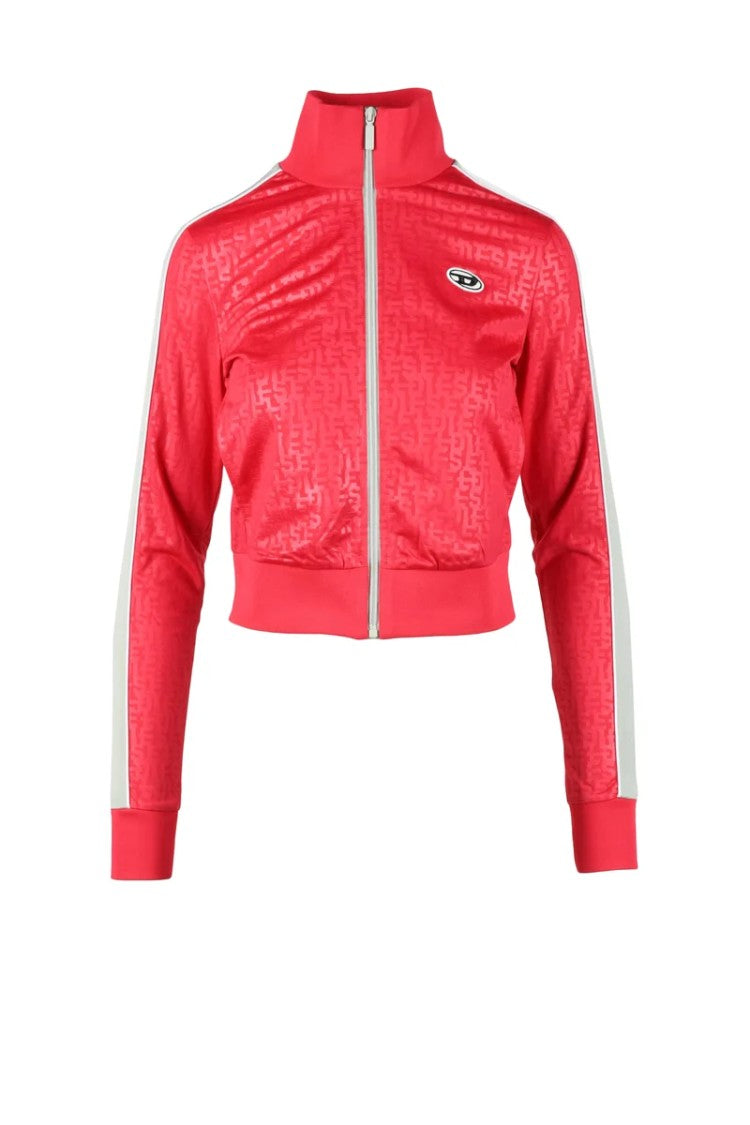 Diesel Fuchsia Cropped Sweatshirt With High Collar