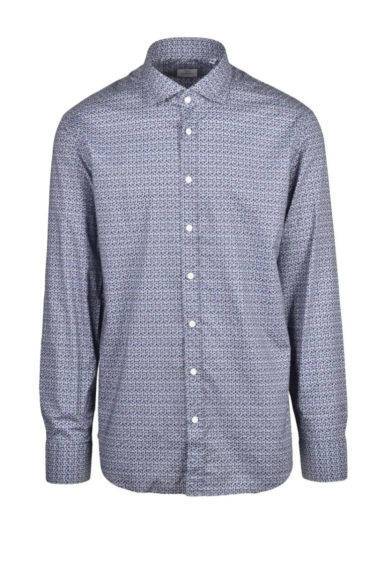 Mariano Napoli Blue Light Blue Geometric Shirt