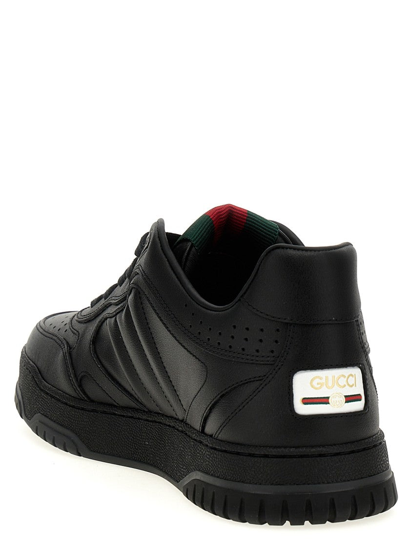 Gucci Low-Top Leather Sneakers With Web Ribbon Detail