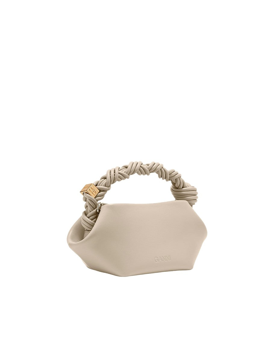 Ganni Mini Bou Handbag In Recycled Leather With Twisted Handle