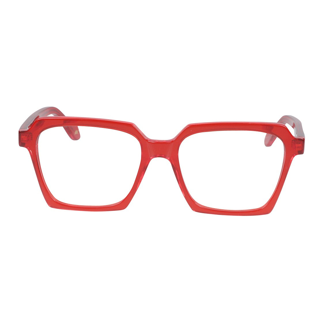 Kador Kallima Light Translucent Red Geometric Sunglasses With Gold Accents