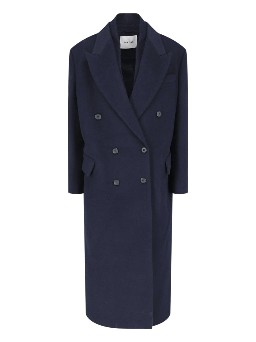 Ivy & Oak Navy Blue Iocirce Double-Breasted Wool Coat