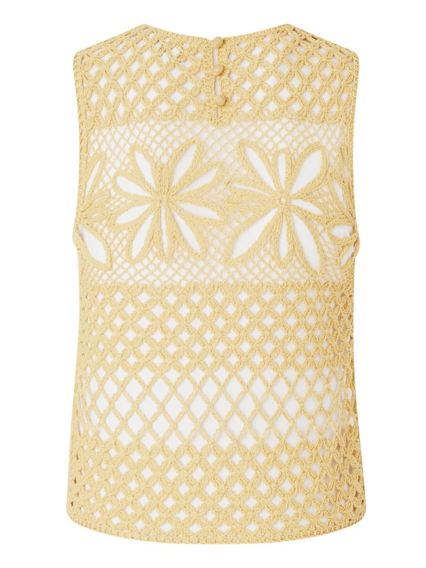 Pinko Delicate Crochet Top With Floral Motifs