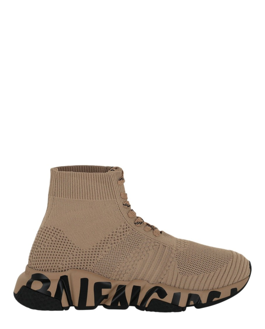 Balenciaga High-Top Graffiti-Laced Sneakers With Mesh Sock Design