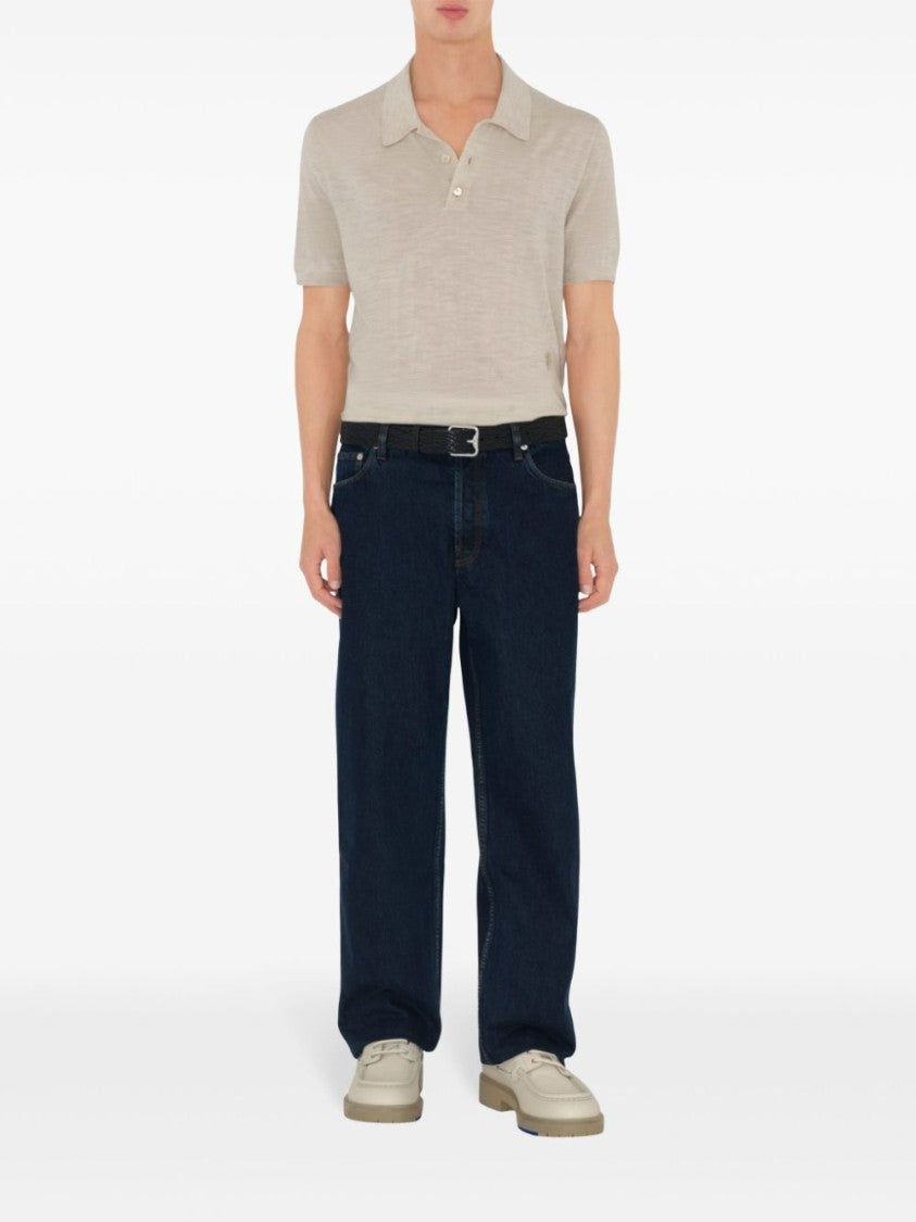 Burberry Navy Blue Straight-Leg Jeans In Organic Cotton Blend