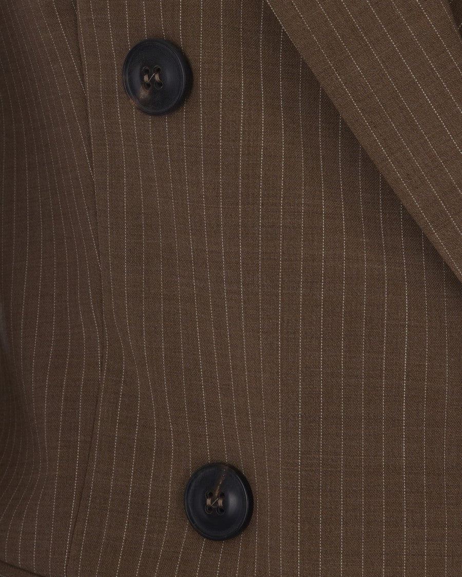 Max Mara Double-Breasted Tailored Blazer With Pinstripe Design