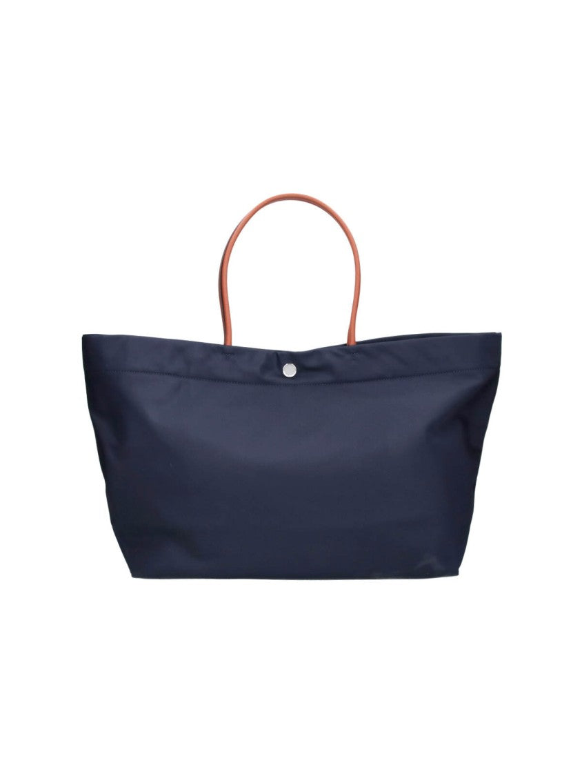 Tory Burch Navy Ella Twist Monogram Fabric Tote Bag