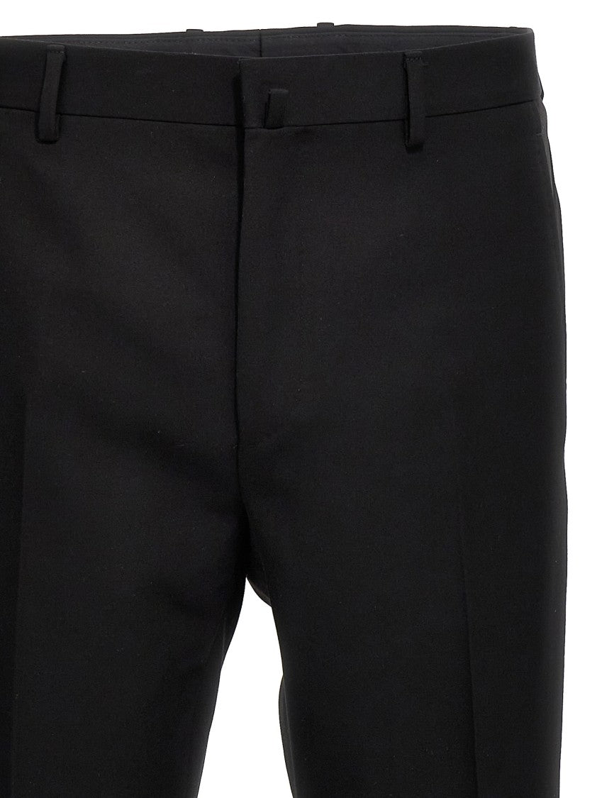 Lanvin Tailored Black Wool Tuxedo Pants With Satin Side Bands
