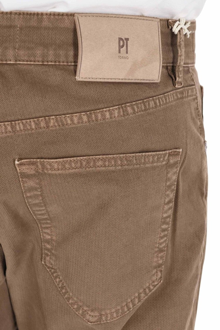 Pt Denim Cotton Fabric Casual Pants With Five-Pocket Design