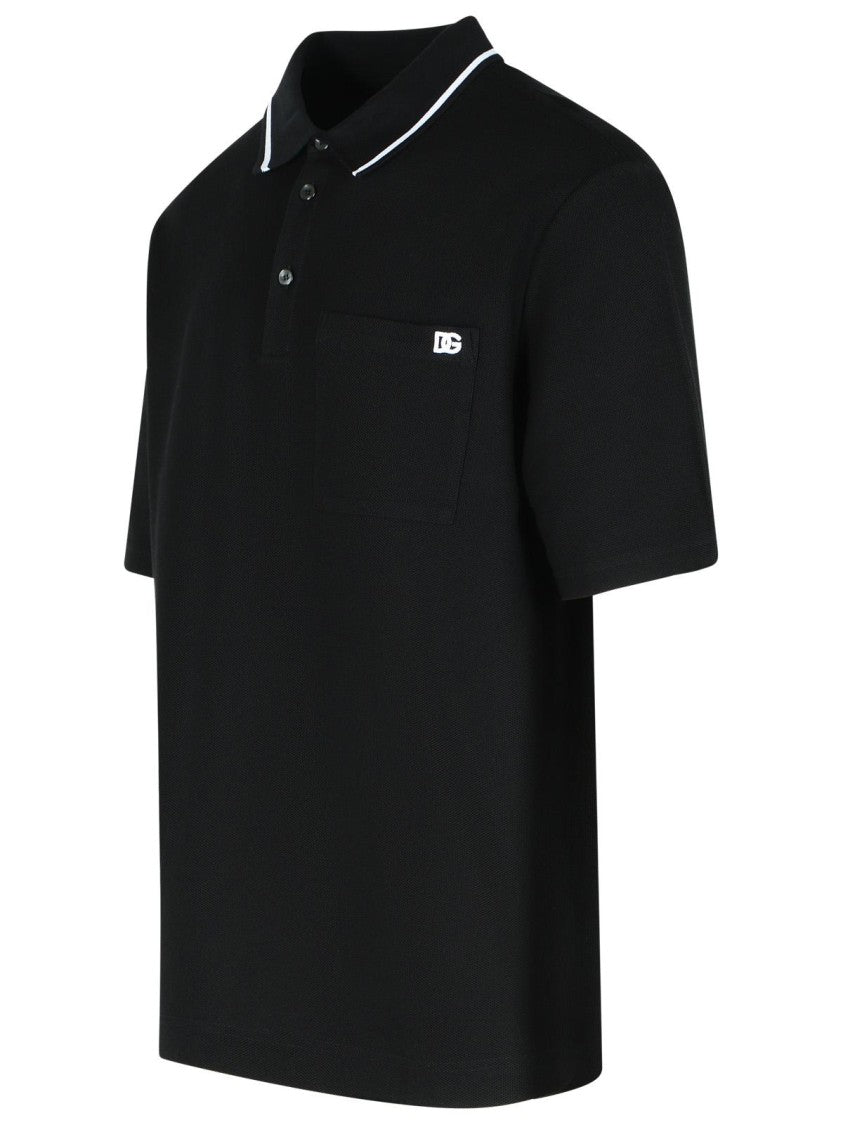 Dolce & Gabbana Black Cotton Polo Shirt