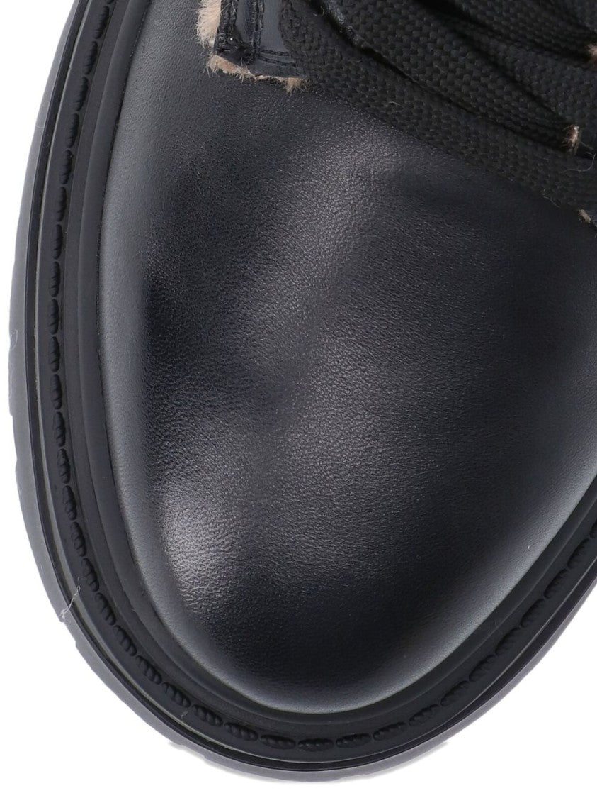 Pinko Ankle Boots With Beige Shearling Trim