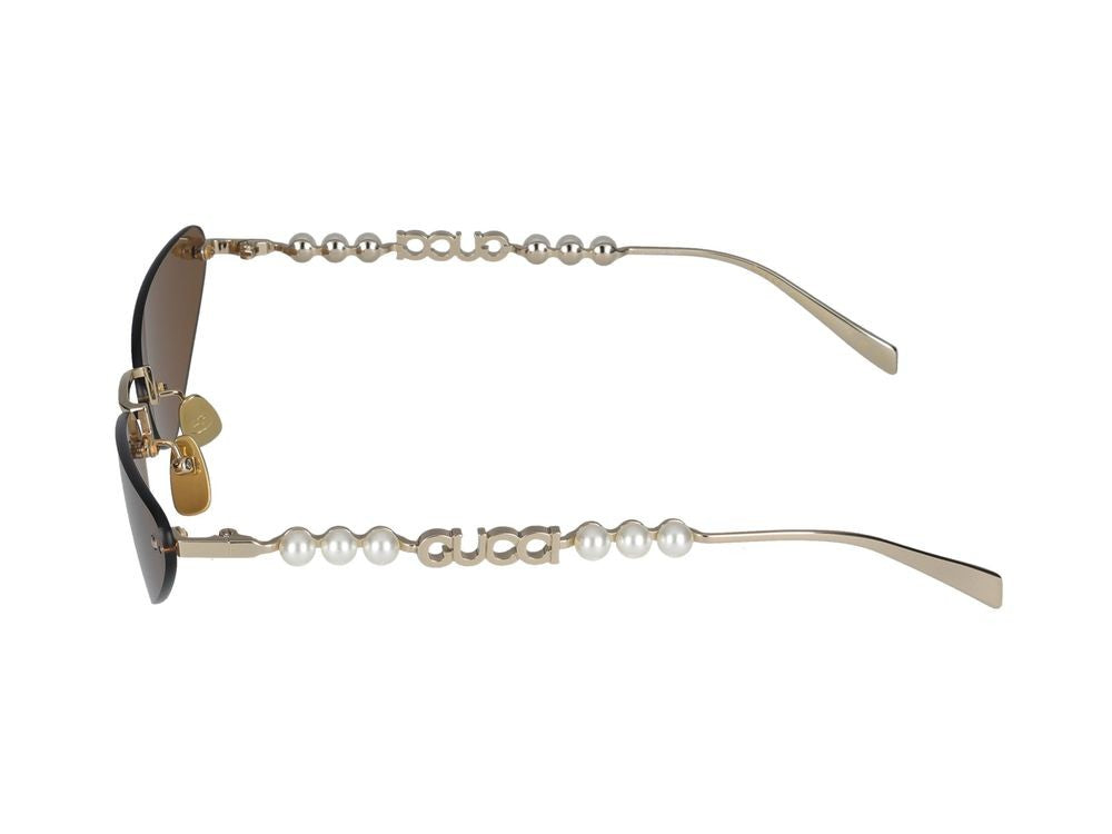 Gucci Gold Pearl Accents Cat-Eye Sunglasses