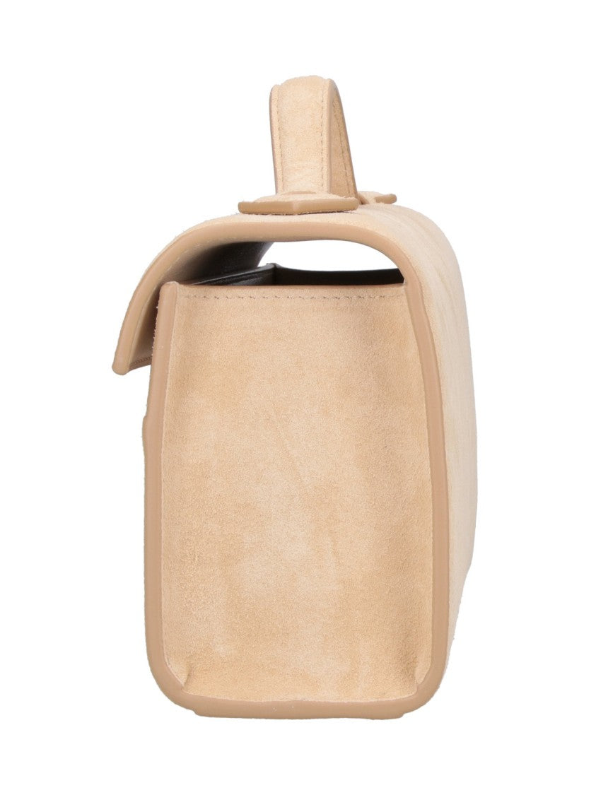 Savette Cream Symmetry Suede Flap Pouch