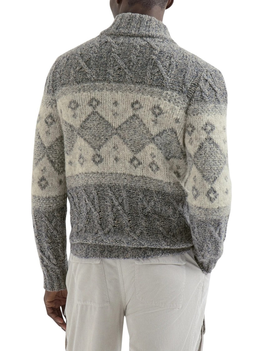 Brunello Cucinelli Geometric Zip Knit Cardigan