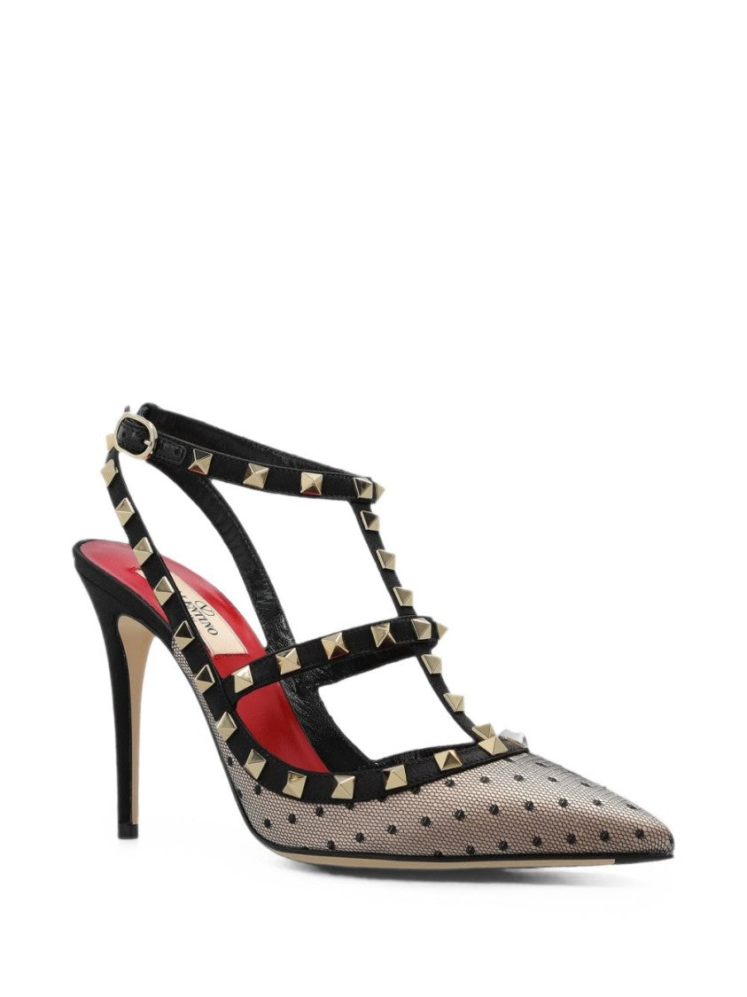 Valentino Garavani Pointed-Toe Sheer Mesh Studded Pumps