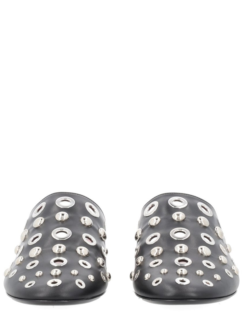 Premiata Pointed Toe Studded Calfskin Sabot