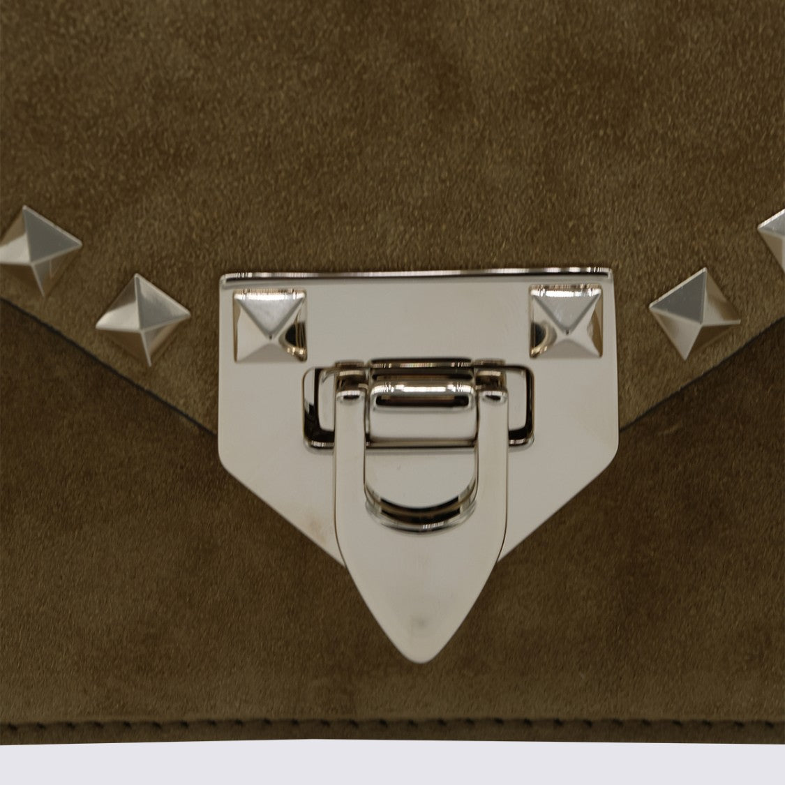 Valentino Garavani Rectangular Suede Shoulder Bag With Silver Pyramid Studs
