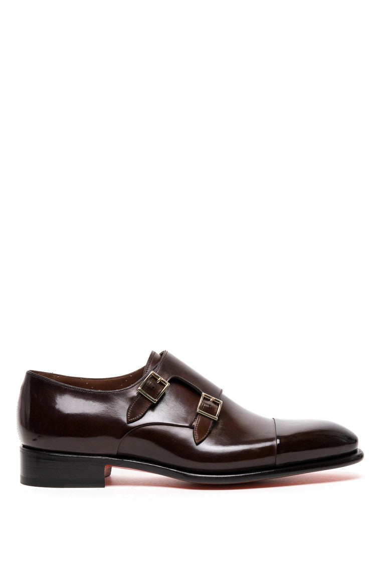 Santoni Goodyear Double Buckle Leather Shoes