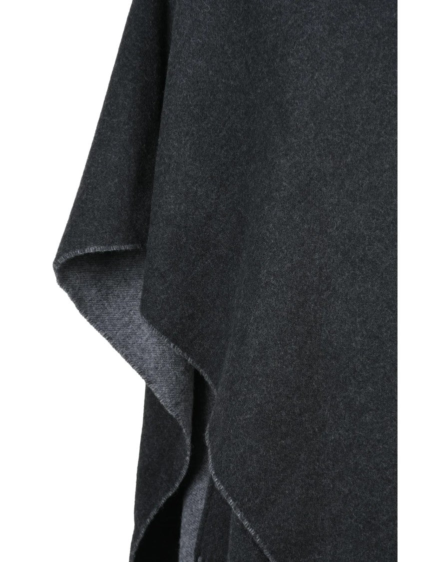 Fabiana Filippi Flowing Wool And Cashmere Blend Cape With Fringed Edges