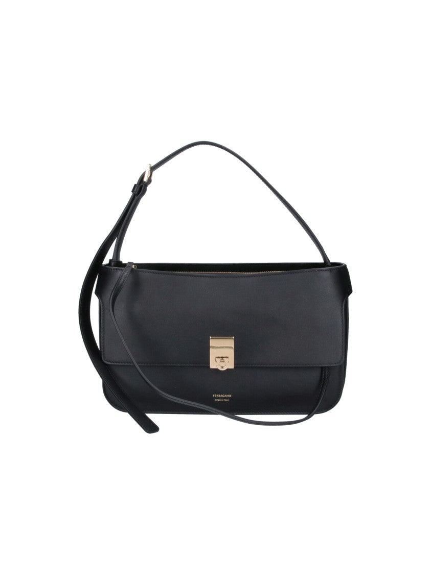 Ferragamo Black Cara Xs Calf Leather Shoulder Bag