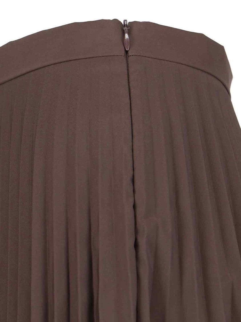 Mm6 By Maison Margiela Pleated Midi Skirt – Brown