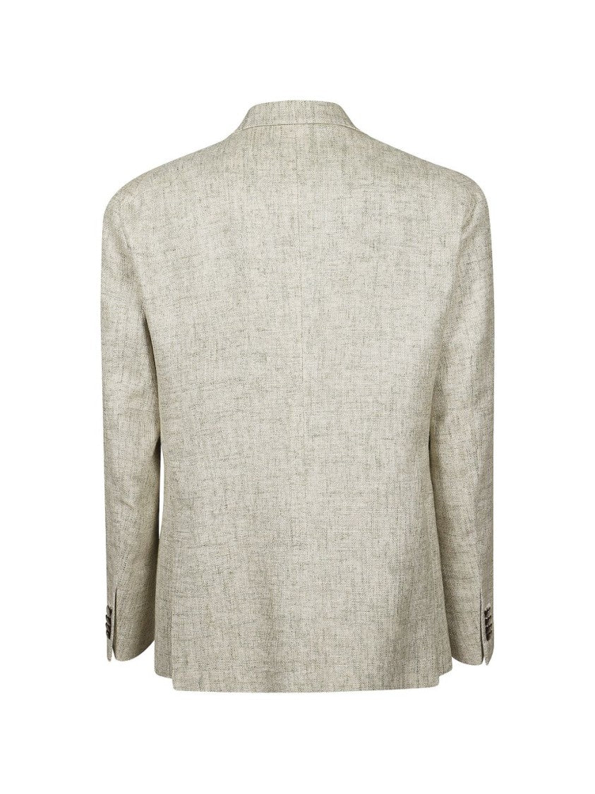 Tagliatore Beige Textured Single Breasted Jacket