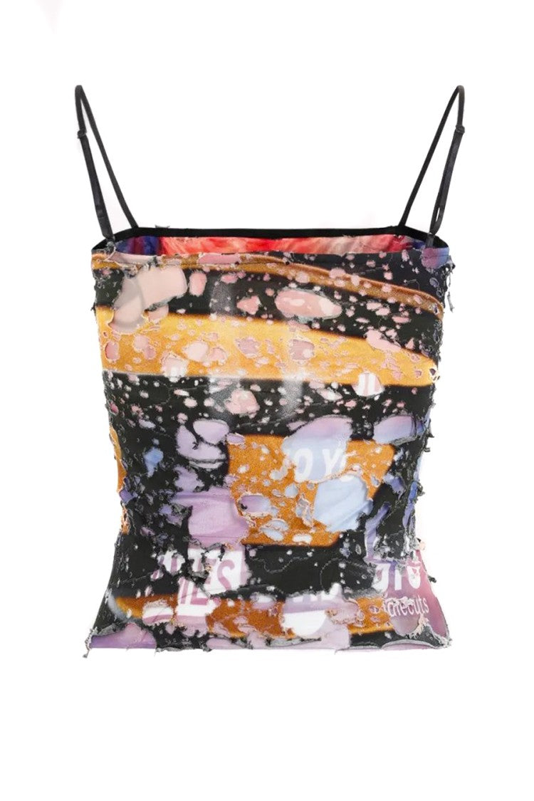 Diesel Trendy Polyester Top With Unique Abstract Print And Adjustable Straps