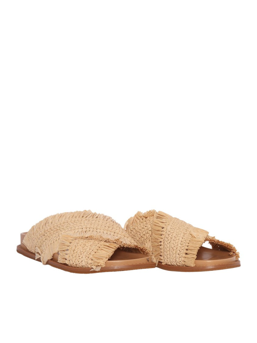 Michael Kors Peyton Woven Fringed Flat Sandals