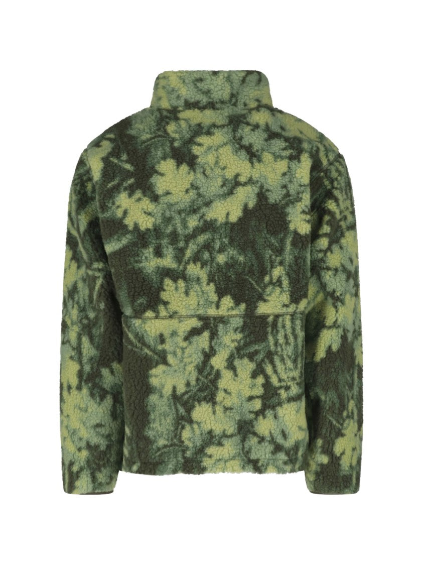 The North Face Green Extreme Pile Camouflage High-Collar Zip Jacket