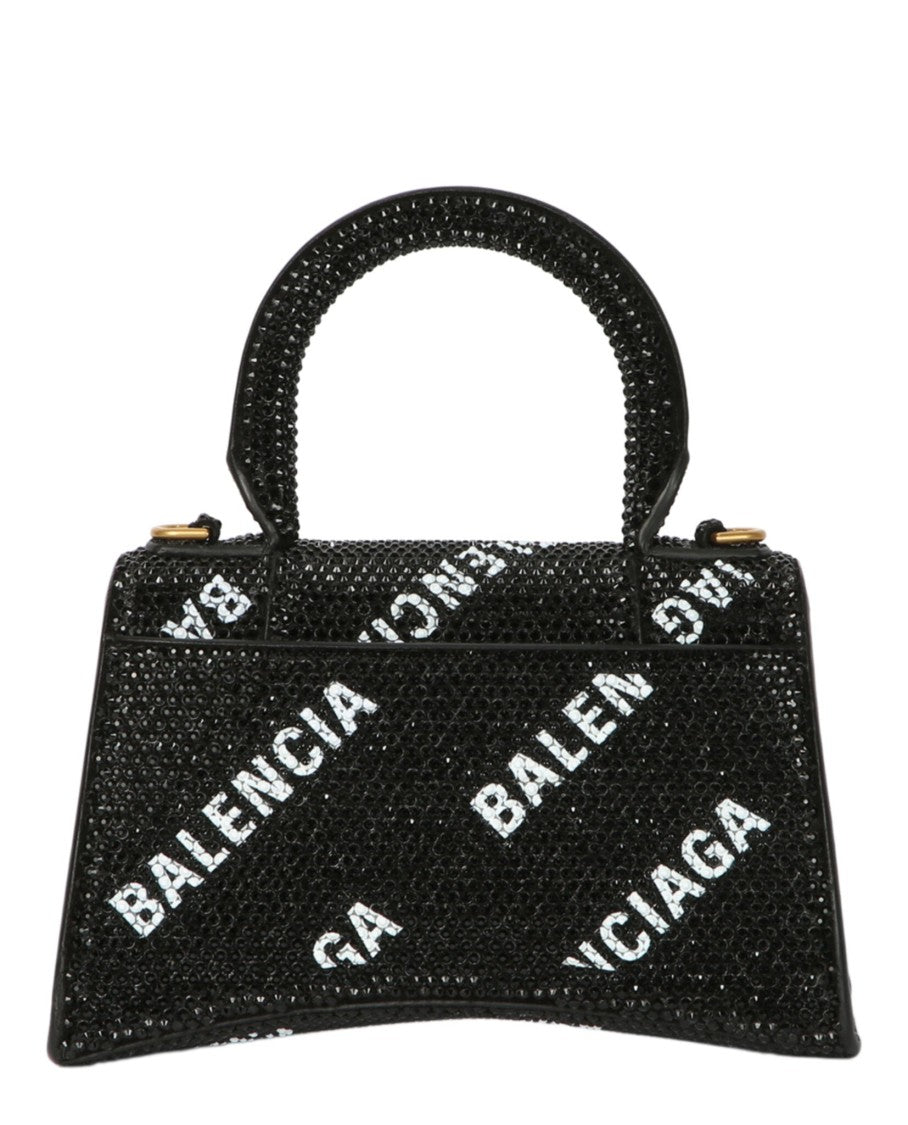 Balenciaga Hourglass Xs Top Handle Bag With Strass Logo Design