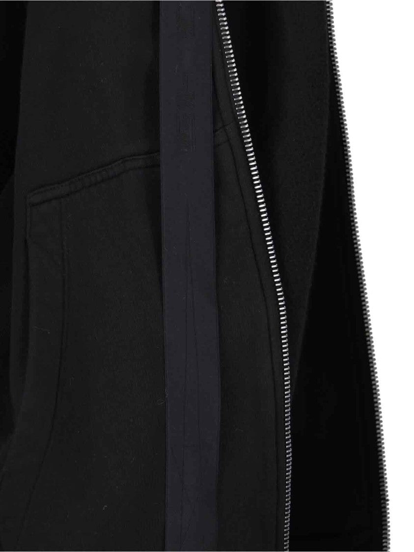 Drkshdw By Rick Owens Black Cotton Maxi Zip Sweatshirt