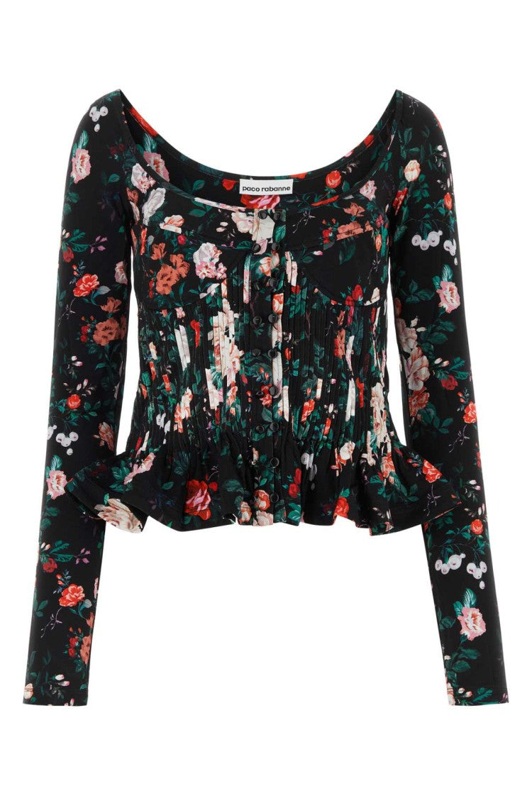 Paco Rabanne Printed Stretch Viscose Top