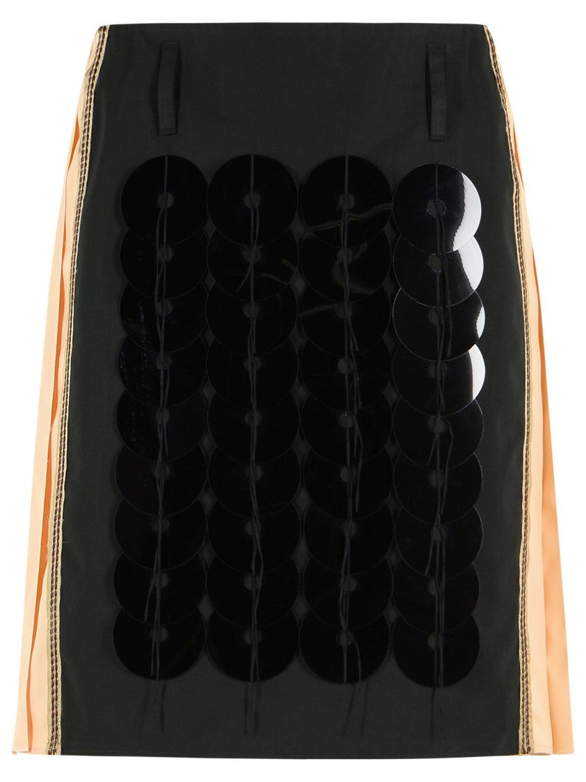 Marni Sequined Raw-Cut Cotton Skirt With Color-Block Panels