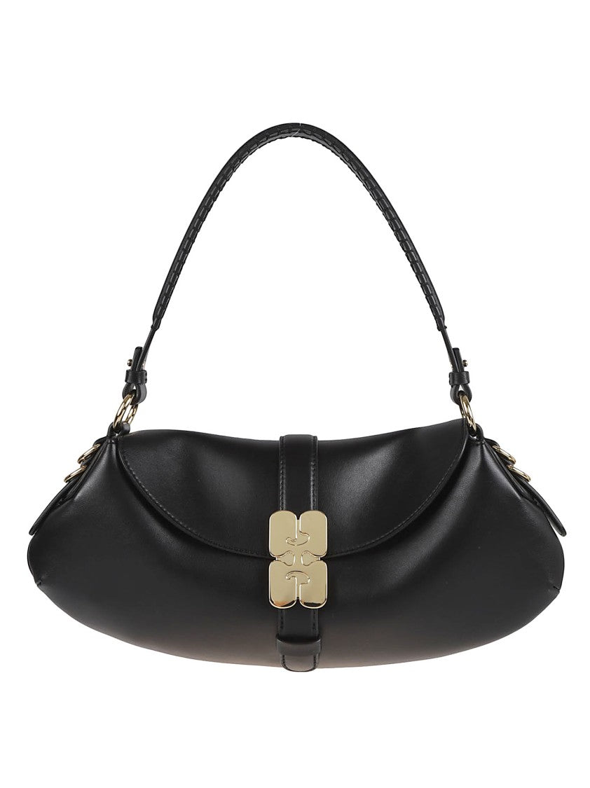 Ganni Curved Silhouette Handbag With Butterfly Clasp And D-Ring Details