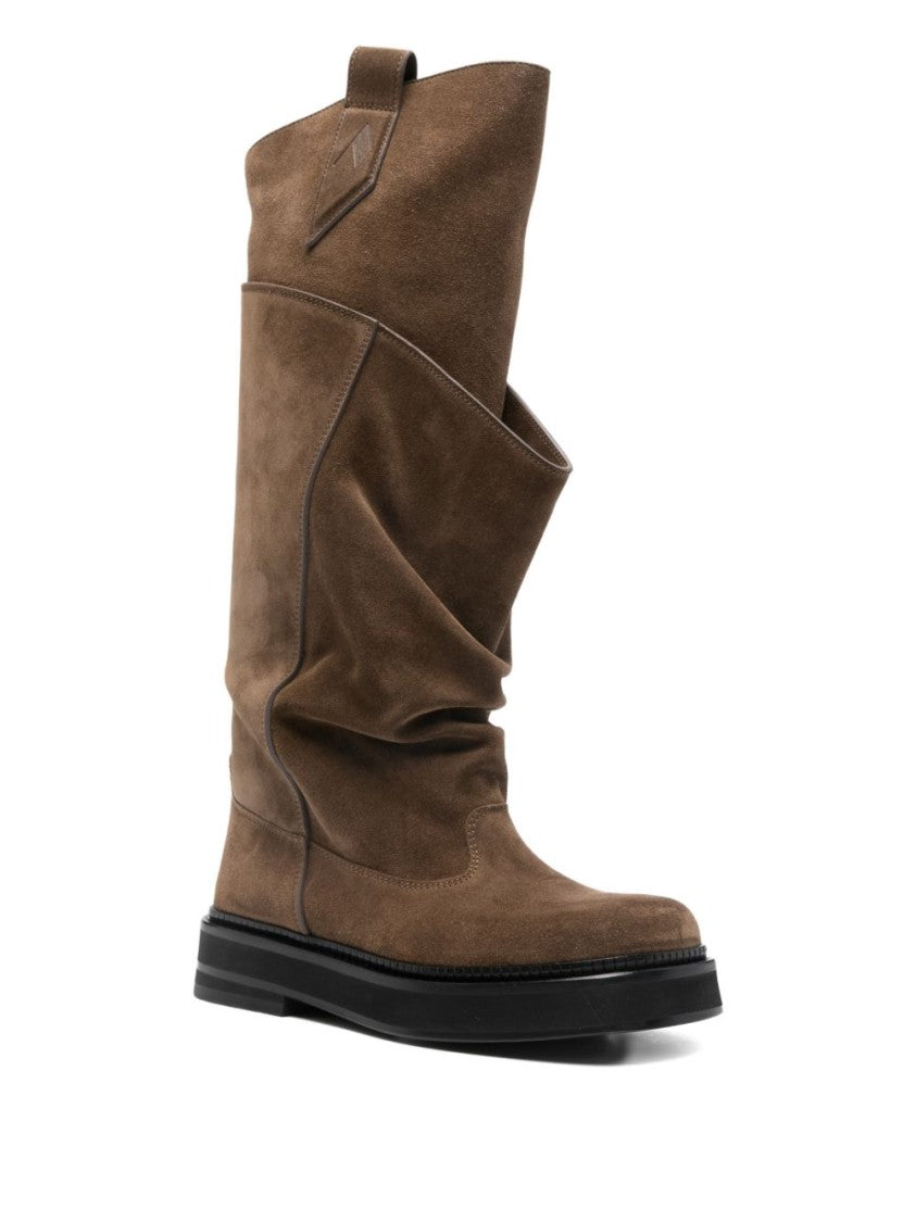The Attico Slouchy Brown Ankle Boots