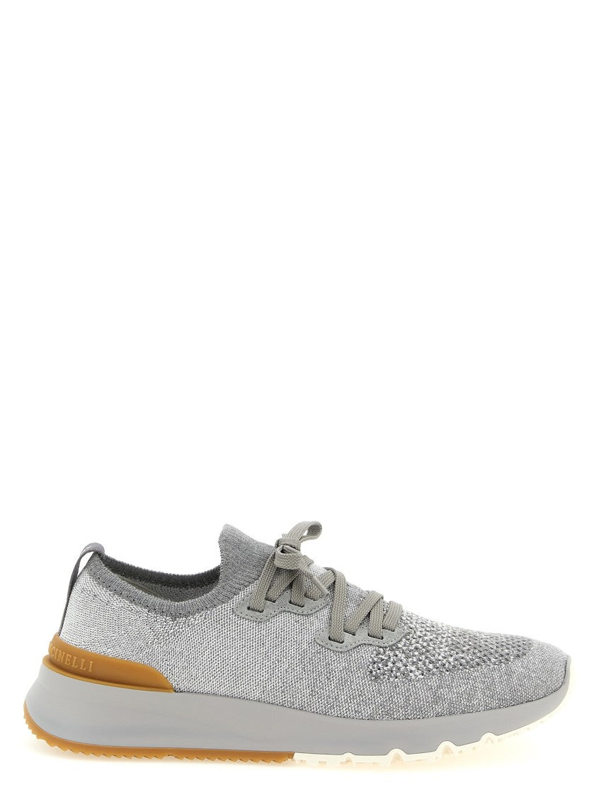 Brunello Cucinelli Low Profile Knitted Sneakers With Textured Upper